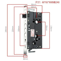 Serrure Encastrable en Fonte pour Porte de Sécurité, Entraxe 65 mm, Têtière 240 mm, vue 4