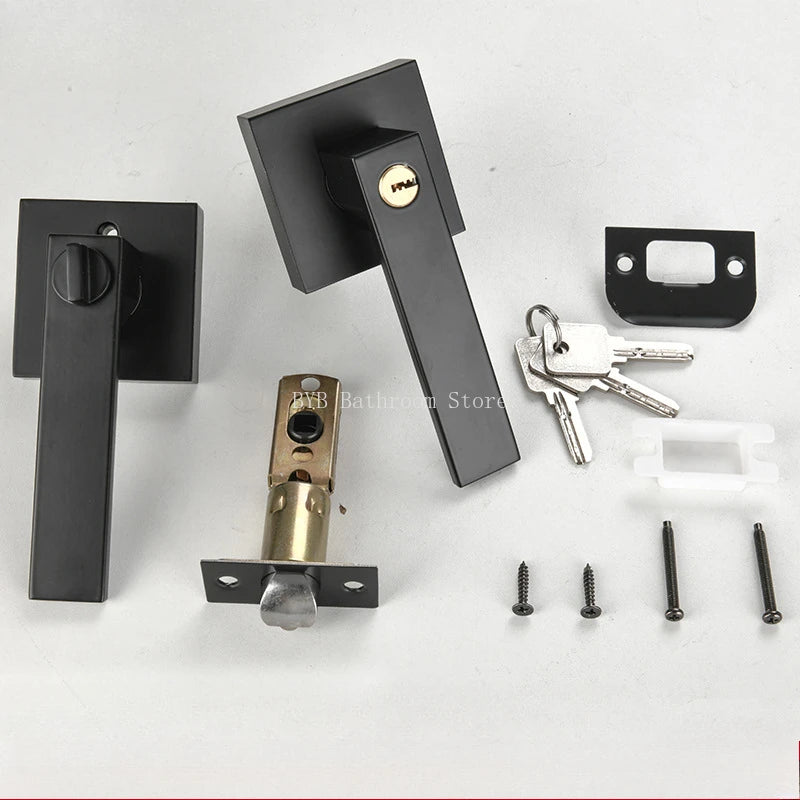 Poignée de Porte Carrée à Clé et Condamnation, Béquille 125 mm, 3 Finitions