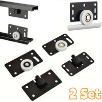 Galets de Placard Coulissant Noirs, 2 Jeux de Roulettes sur Platine