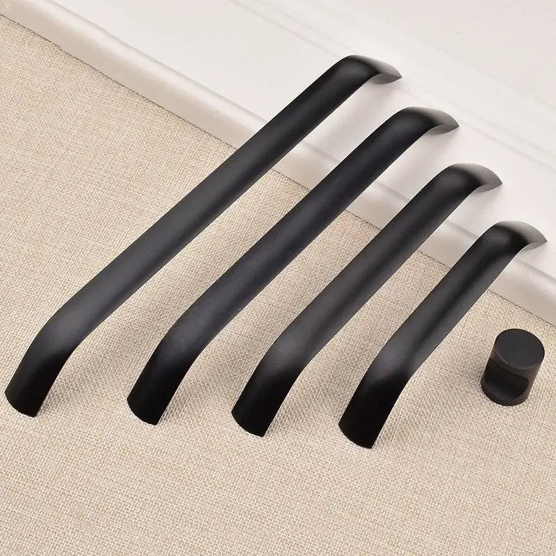 Poignée de Meuble en Aluminium Noir ou Argent, Entraxe 96 à 192 mm