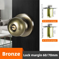 Bouton de Porte Rond à Clé avec Serrure à Pêne, 6 Finitions, vue 10