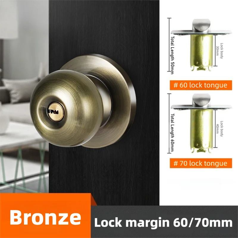 Bouton de Porte Rond à Clé avec Serrure à Pêne, 6 Finitions, vue 10