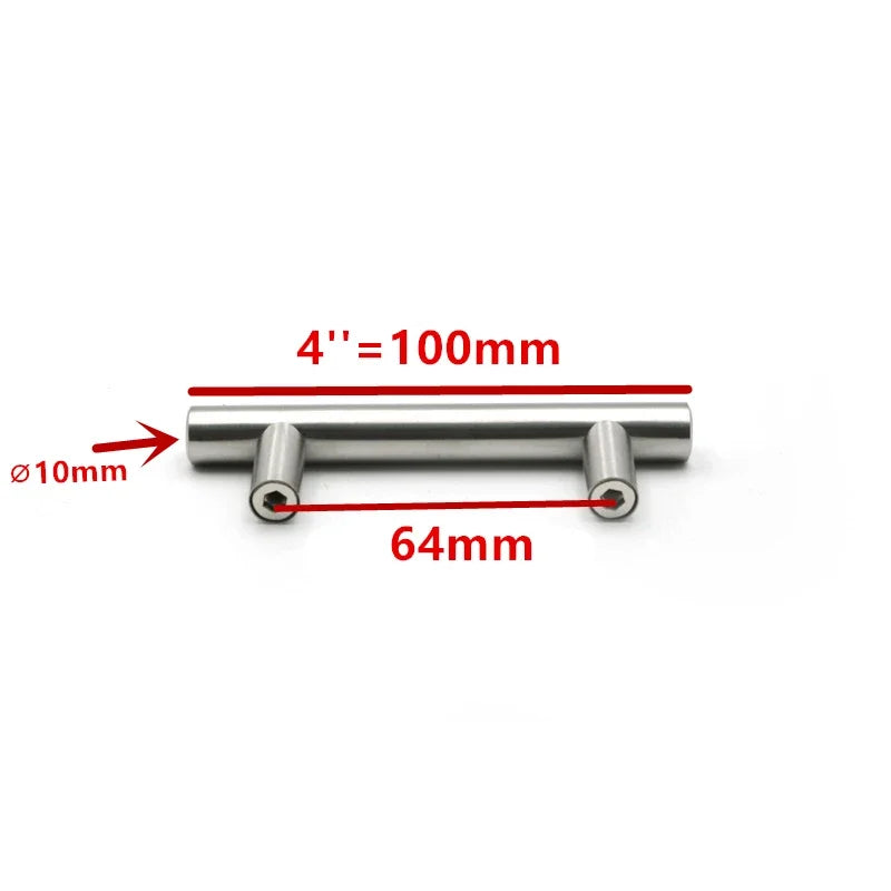 Poignée de Meuble Barre en T en Inox Argent, Entraxe 64 à 320 mm, vue 8