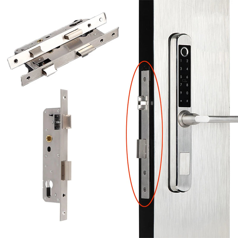 Serrure Encastrable Étroite Inox, Entraxe 85 ou 92 mm, Axe 20 à 40 mm, 22 x 240 mm, vue 6