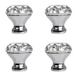 Bouton de Meuble en Cristal Taillé, Chromé ou Doré, Lot de 4