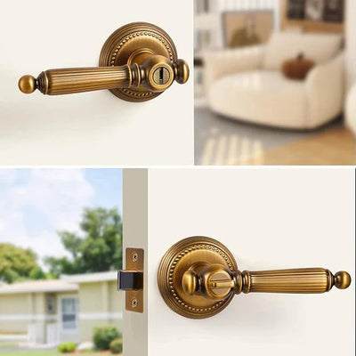 Poignée de Porte d'Entrée Vintage avec Clé, Bronze ou Or Brossé, vue 2