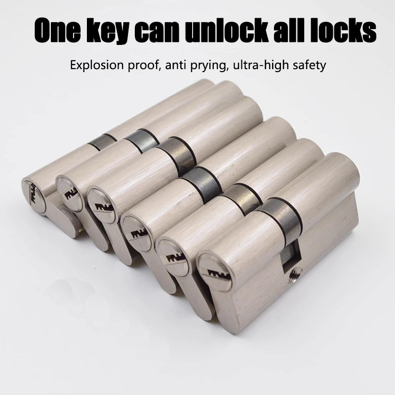 Cylindre de Porte Européen Double Entrée, Zamak Brossé, 60 à 90 mm, 5 Clés, vue 3