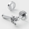 Poignée de porte intérieure chromée vintage avec serrure, ange sculpté