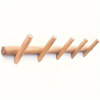 Porte-Manteau Mural en Bois Massif, 5 Patères Inclinées, Barre de 50 cm, vue 6