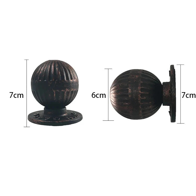 Bouton de Porte Boule Fixe en Fonte Cannelée, Platine Ronde, Portail ou Grange, vue 6
