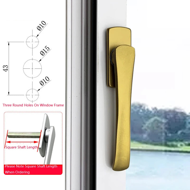 Poignée de Fenêtre Aluminium Plate Ultra Fine, Argent, Noire ou Dorée, Entraxe 43 mm, vue 8