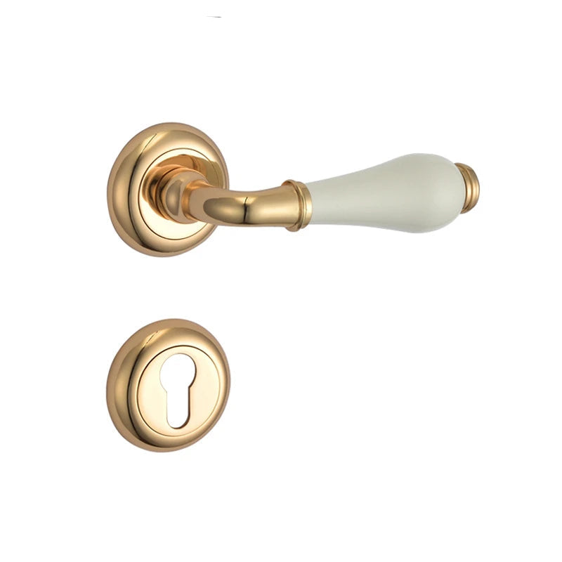 poignée de porte porcelaine dorée – style français pour chambre et salle de bain
