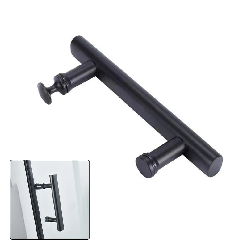 Poignée de Porte de Douche Noire en Inox, Barre de 225 mm, Entraxe 145 mm, vue 6