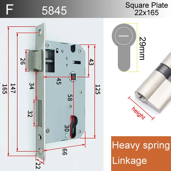 Serrure Encastrable à Larder pour Cylindre, Entraxe 58 mm, Axe 40 à 50 mm, vue 13