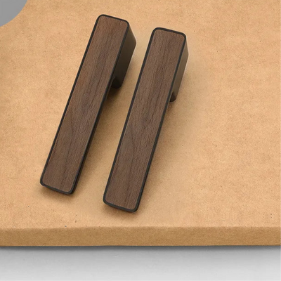 Poignée de porte en bois rectangulaire – Design noir mat pour décoration moderne