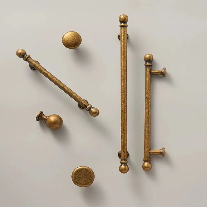 Poignée de Meuble Vintage Laiton Vieilli, Barre à Boules, Entraxe 96 à 192 mm, vue 2