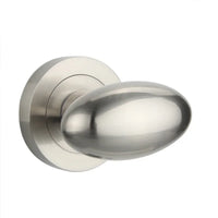 Bouton de Porte Ovale en Zinc sur Rosace Ronde, Vendu à l'Unité