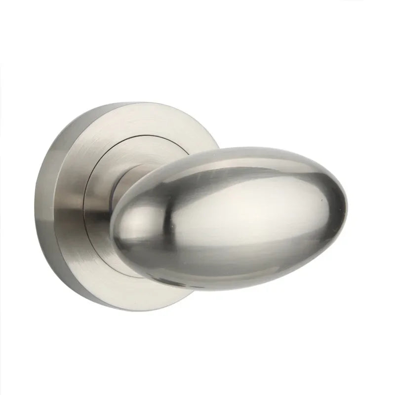 Bouton de Porte Ovale en Zinc sur Rosace Ronde, Vendu à l'Unité