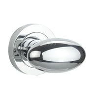 Bouton de Porte Ovale en Zinc sur Rosace Ronde, Vendu à l'Unité, vue 2
