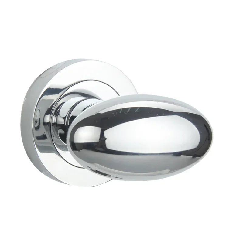 Bouton de Porte Ovale en Zinc sur Rosace Ronde, Vendu à l'Unité, vue 2