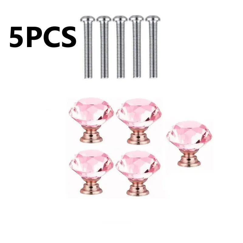 Bouton de Meuble Diamant en Cristal Rose 30 mm, Lot de 5 ou 10, vue 7
