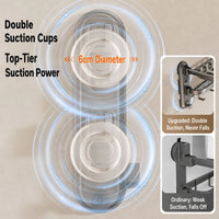 Porte-Serviettes Mural Pliable à Ventouses, Étagère et Barre, Aluminium Gris, 40 à 60 cm, vue 3