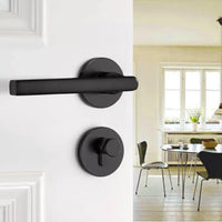 Poignée de Porte Noire en Zamak avec Serrure à Clé, Béquille Droite