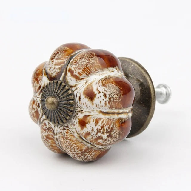 Bouton de Meuble en Céramique Forme Citrouille, Effet Léopard, 40 mm, vue 9