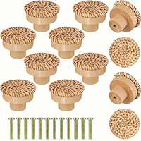 Bouton de Meuble Bohème en Rotin Tressé et Bois, Lot de 1 à 12, vue 7