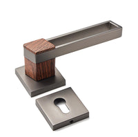 Poignée de Porte Carrée Gris Mat et Bois avec Serrure à Clé, vue 2