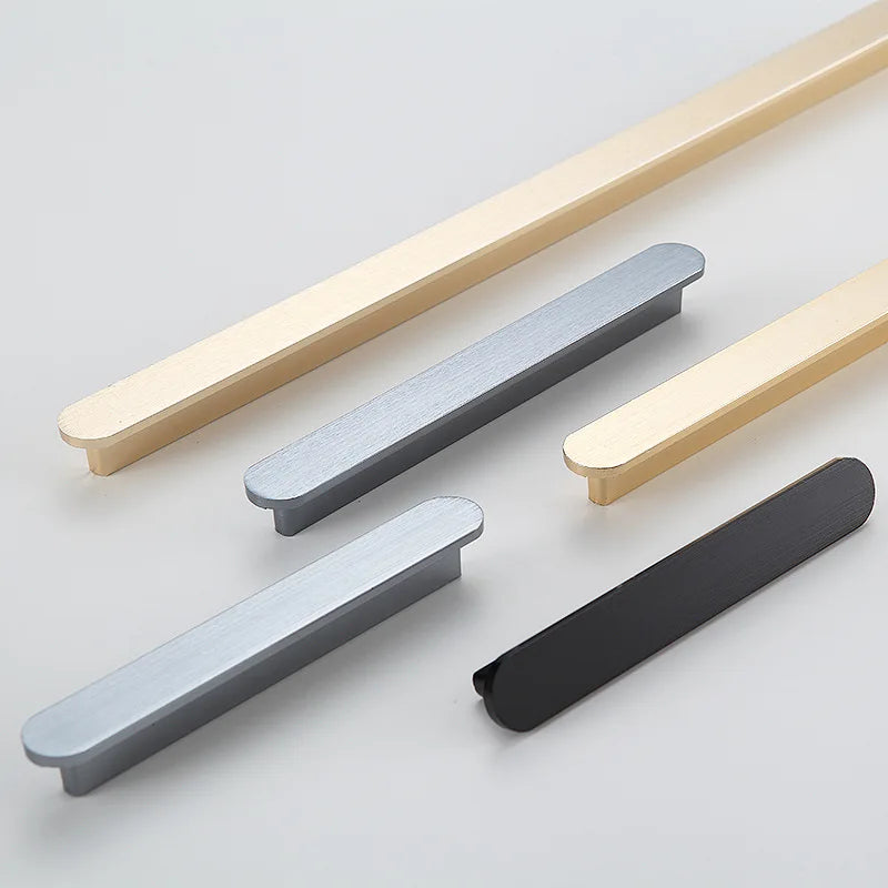 Poignée de Cuisine Plate en Aluminium Brossé, Entraxe 96 à 320 mm