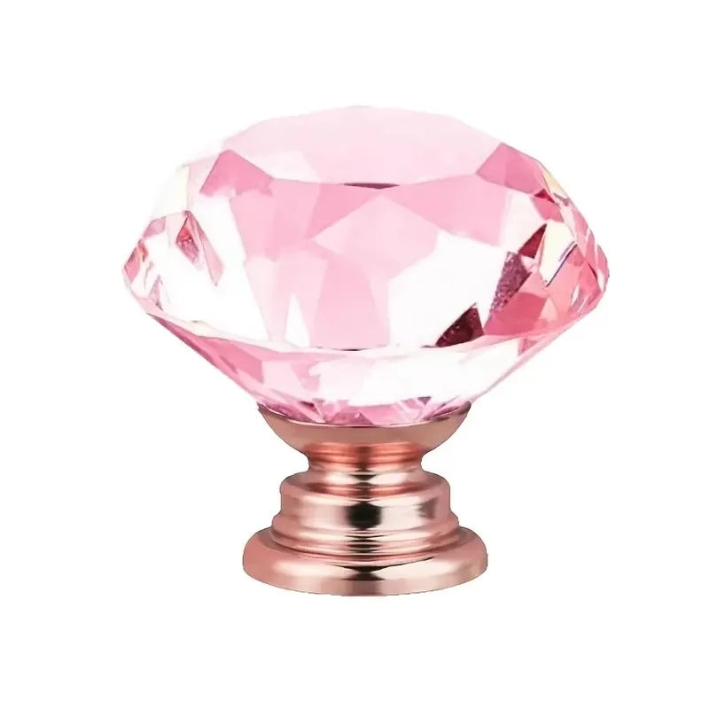 Bouton de Meuble Diamant en Cristal Rose 30 mm, Lot de 5 ou 10, vue 2