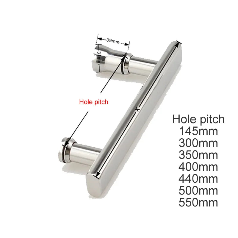 Poignée de Porte de Douche en Inox Chromé Poli, 7 Entraxes de 145 à 550 mm, vue 3