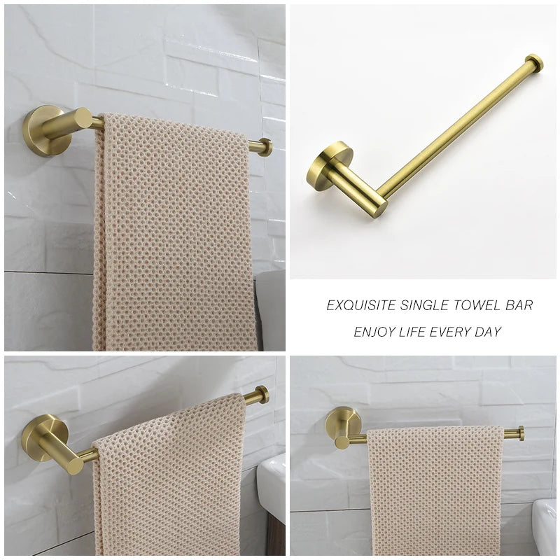 Porte-serviettes mural en inox 304, barre simple de 25,5 cm, 5 finitions, vue 2
