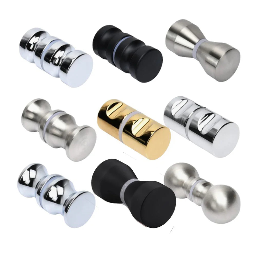 Poignée de Douche Bouton Double Face Aluminium, Verre 6 à 18 mm
