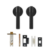 Poignée de porte noire design rainuré – Laiton massif avec ressort de rappel