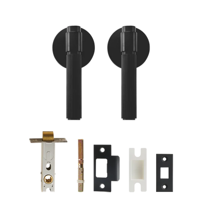 Poignée de porte noire design rainuré – Laiton massif avec ressort de rappel