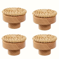 Bouton de Meuble Bohème en Rotin Tressé et Bois, Lot de 1 à 12, vue 6