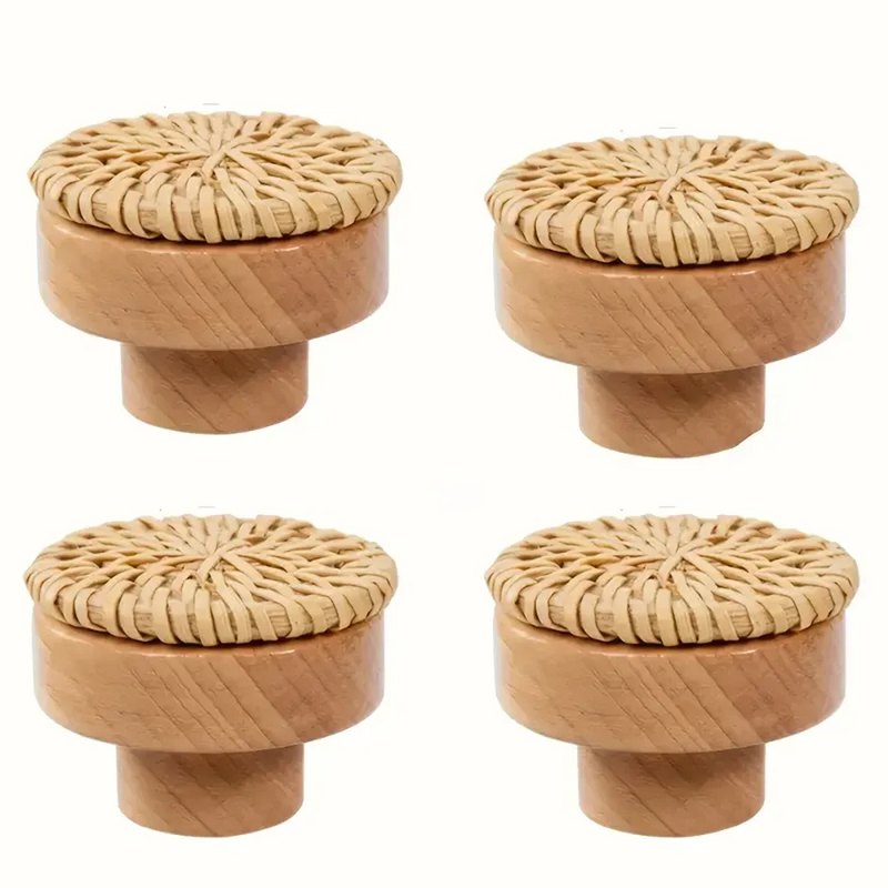 Bouton de Meuble Bohème en Rotin Tressé et Bois, Lot de 1 à 12, vue 6