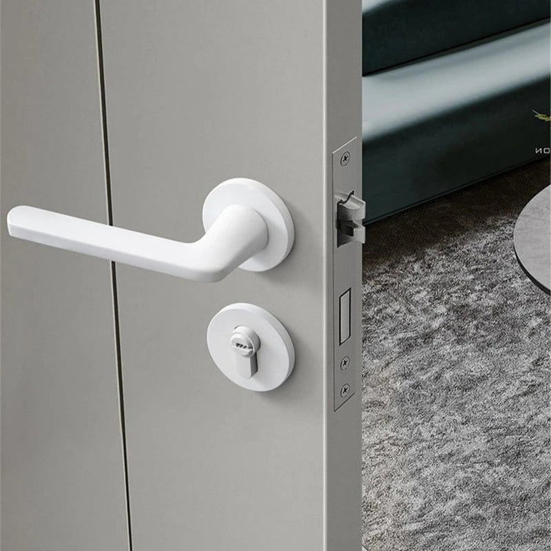 Poignée de porte blanche avec serrure magnétique en aluminium