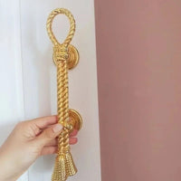 Poignée de Tirage Corde et Gland en Zamak, Doré ou Bronze, 200 ou 280 mm, vue 2