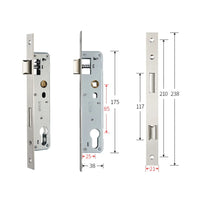 Serrure Encastrable Étroite Inox, Axe 20 à 40 mm, Entraxe 85 mm, 21 x 238 mm, vue 3