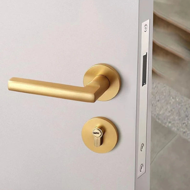 Poignée de Porte avec Serrure – Aluminium Doré Moderne pour Intérieur et Chambre