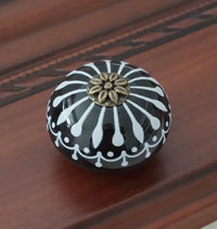 Bouton de Meuble Rond en Céramique Peinte, Motif Rayonnant, Six Couleurs, vue 11