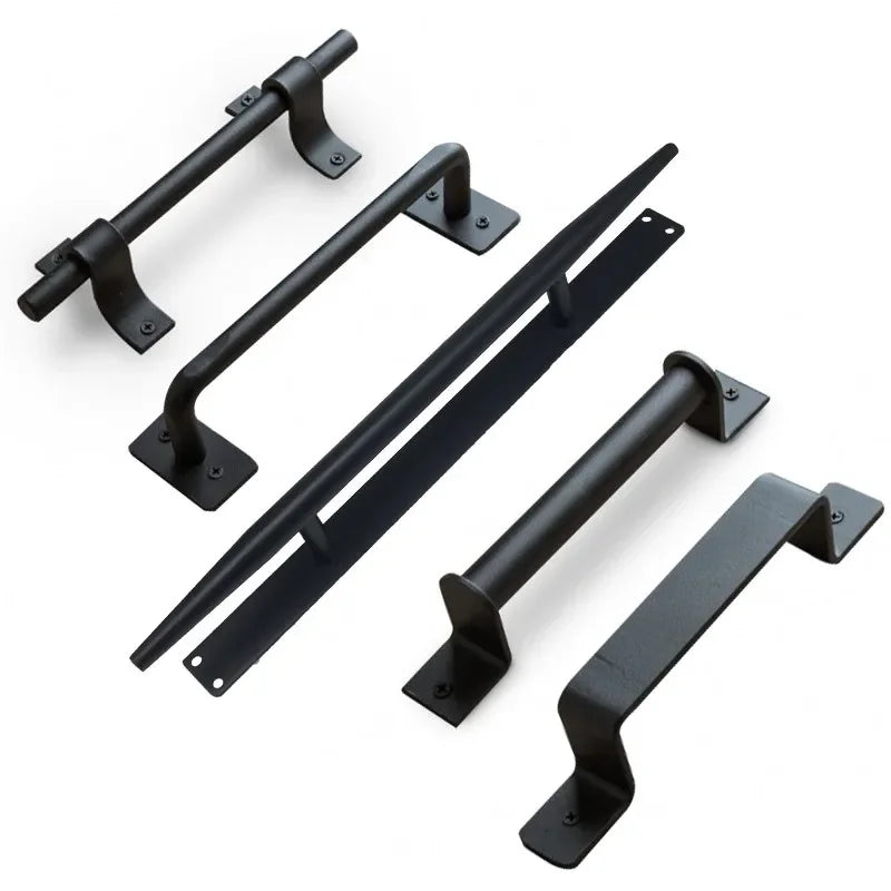 Poignée de Tirage Noire en Acier pour Porte Coulissante, 196 à 416 mm