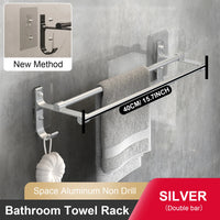 Porte-Serviettes Double Barre en Aluminium sans Perçage, 40 ou 50 cm, vue 10