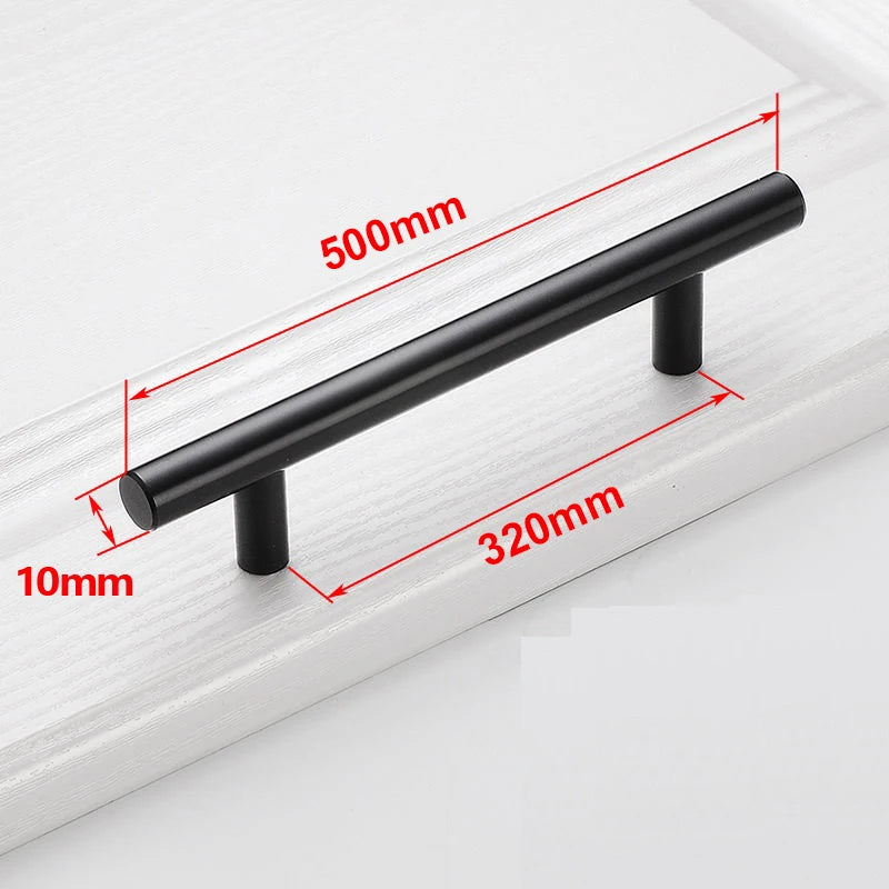 Poignée de Cuisine Barre en T Inox Noire ou Argent, 64 à 320 mm, vue 24