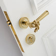 Poignée de Porte Dorée à Ange Sculpté, Style Baroque, Serrure à Clé