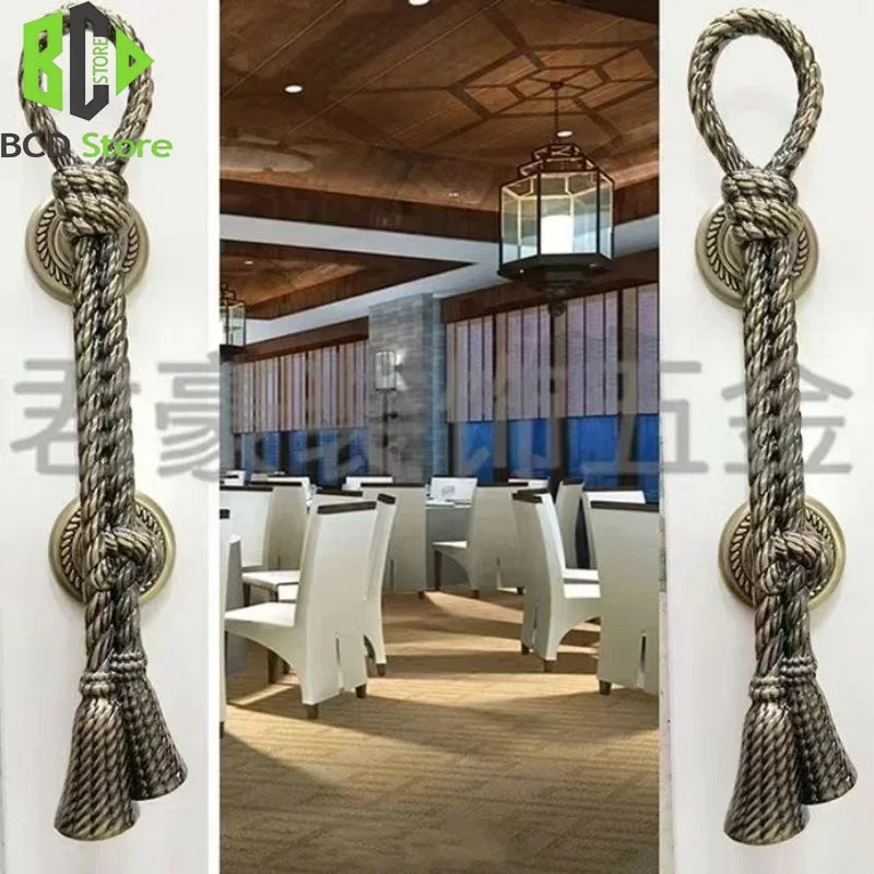 Poignée de Tirage Corde et Gland en Zamak, Doré ou Bronze, 200 ou 280 mm, vue 4