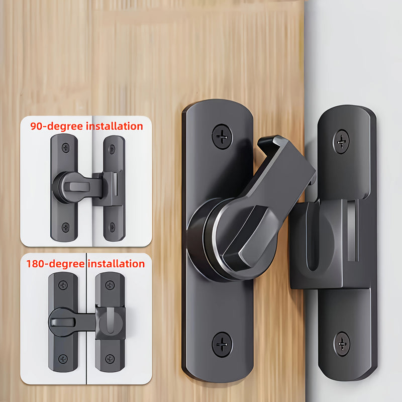 Verrou de Porte Pivotant à Loquet 90° ou 180°, Inox Noir